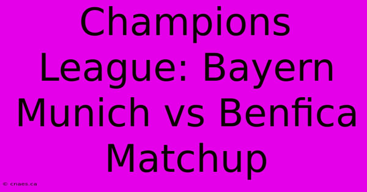 Champions League: Bayern Munich Vs Benfica Matchup