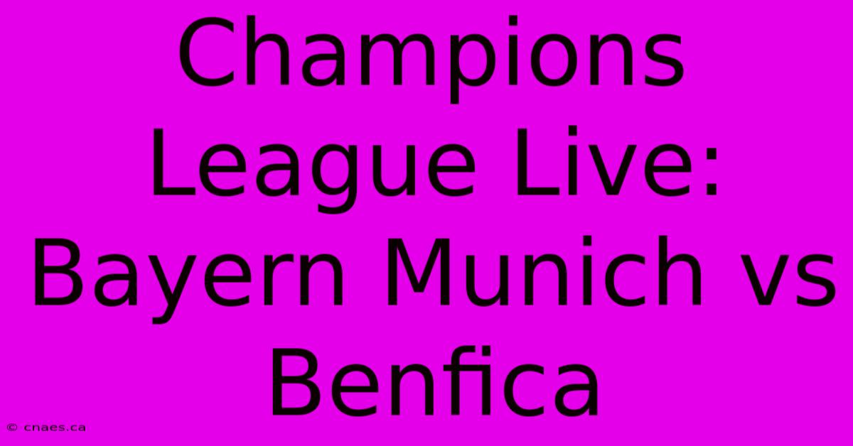 Champions League Live: Bayern Munich Vs Benfica