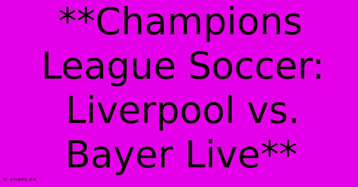 **Champions League Soccer: Liverpool Vs. Bayer Live** 