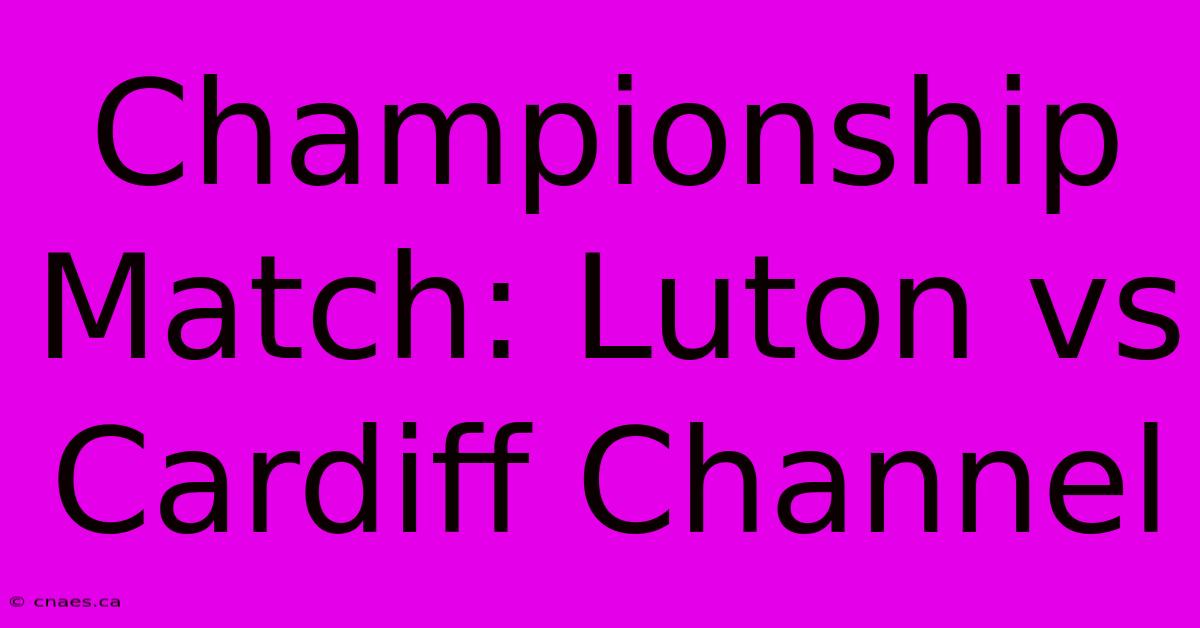 Championship Match: Luton Vs Cardiff Channel