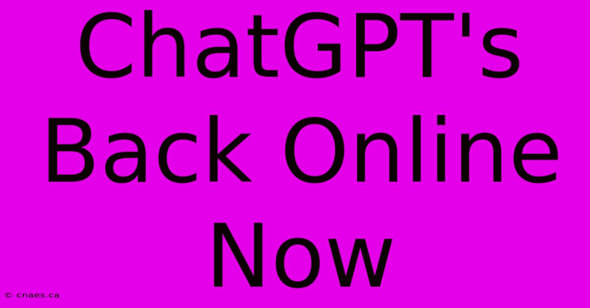 ChatGPT's Back Online Now