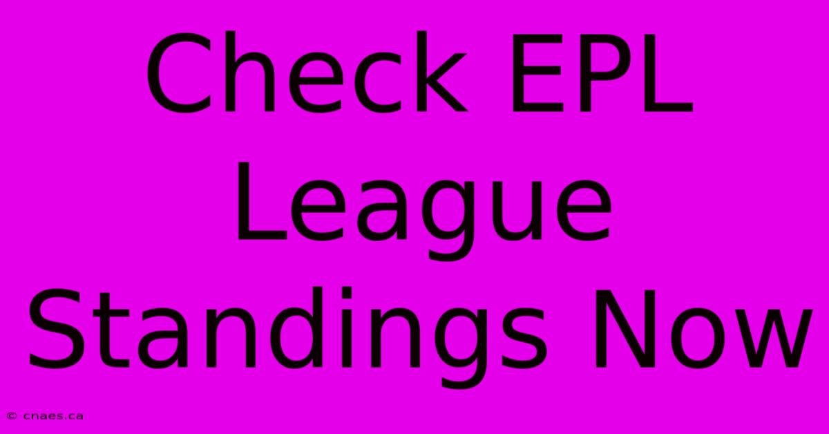 Check EPL League Standings Now