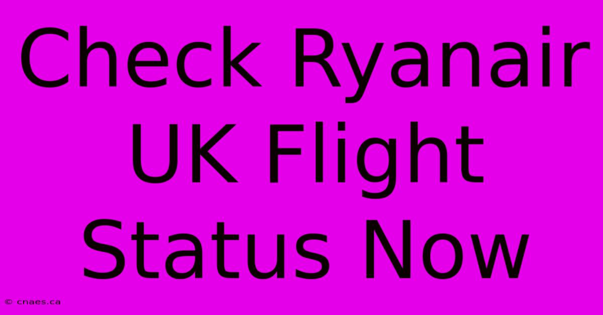 Check Ryanair UK Flight Status Now