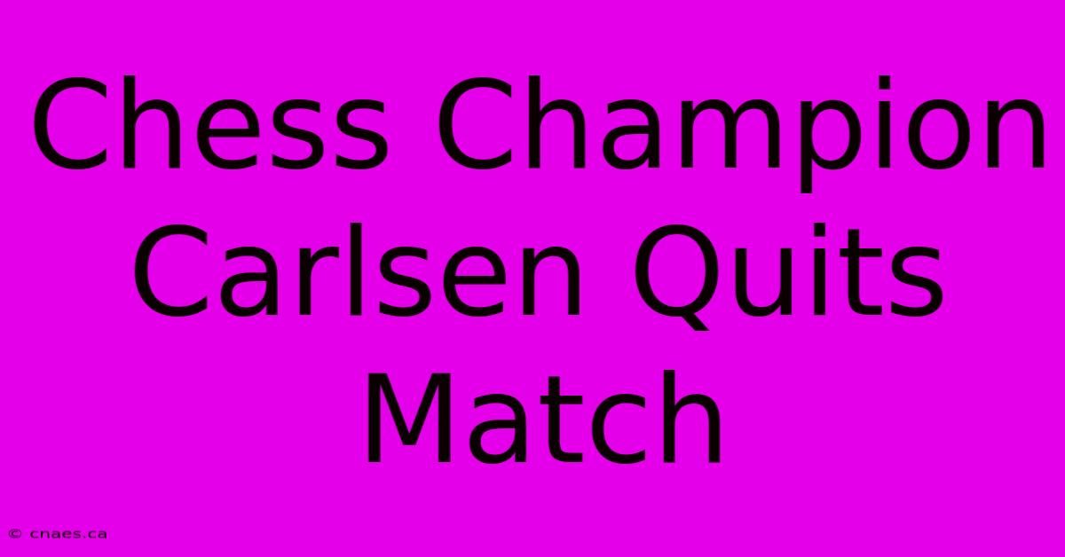 Chess Champion Carlsen Quits Match