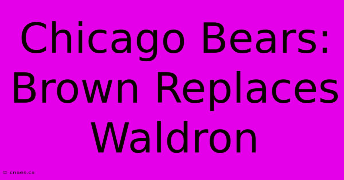 Chicago Bears: Brown Replaces Waldron