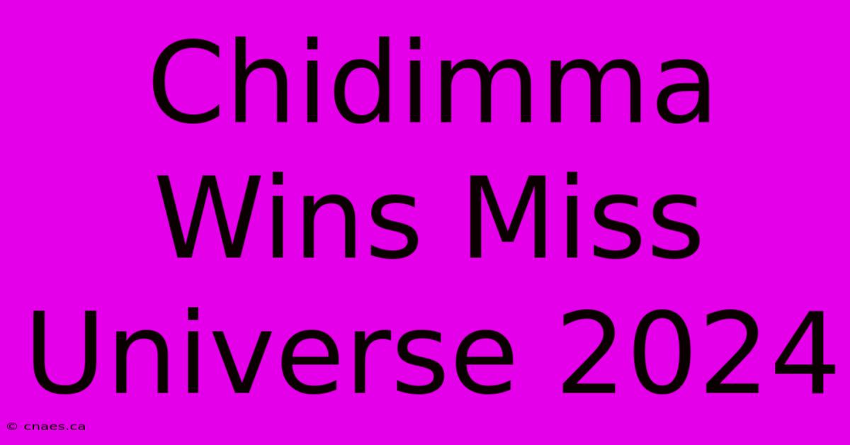 Chidimma Wins Miss Universe 2024