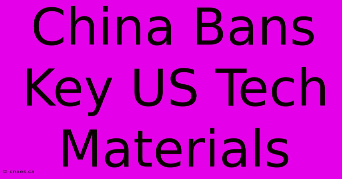 China Bans Key US Tech Materials