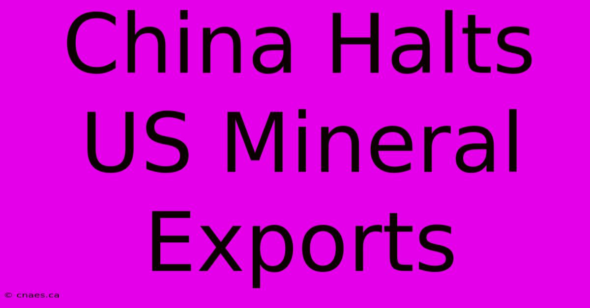 China Halts US Mineral Exports