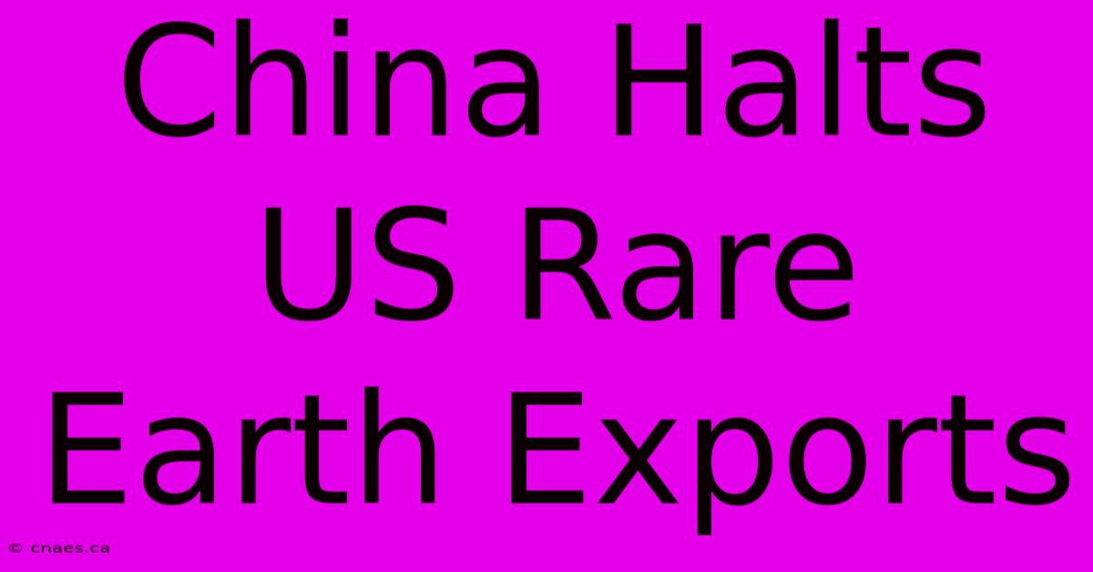 China Halts US Rare Earth Exports