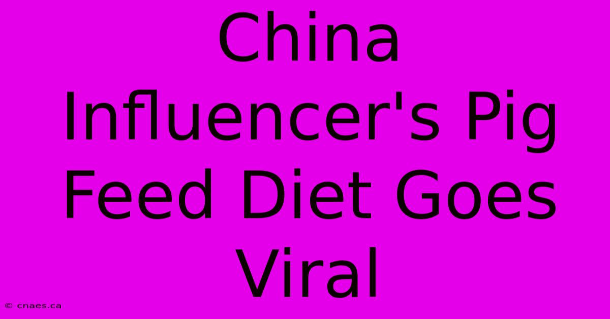 China Influencer's Pig Feed Diet Goes Viral