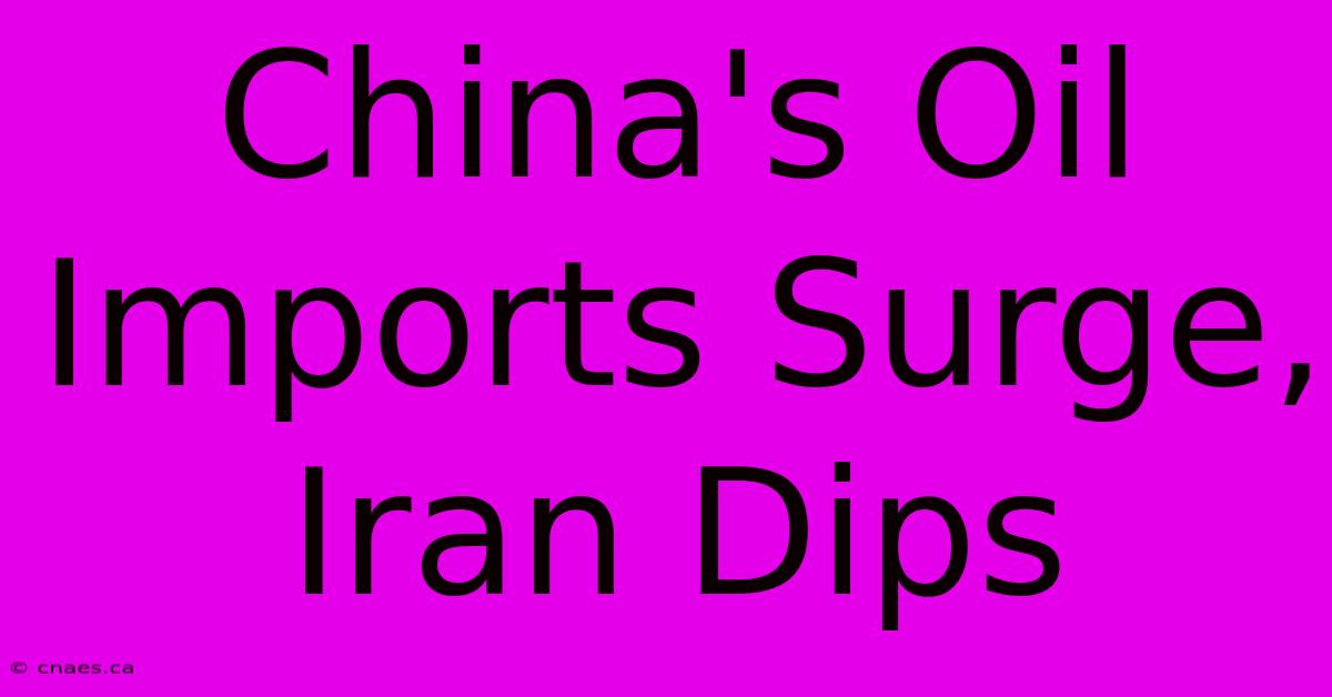 China's Oil Imports Surge, Iran Dips