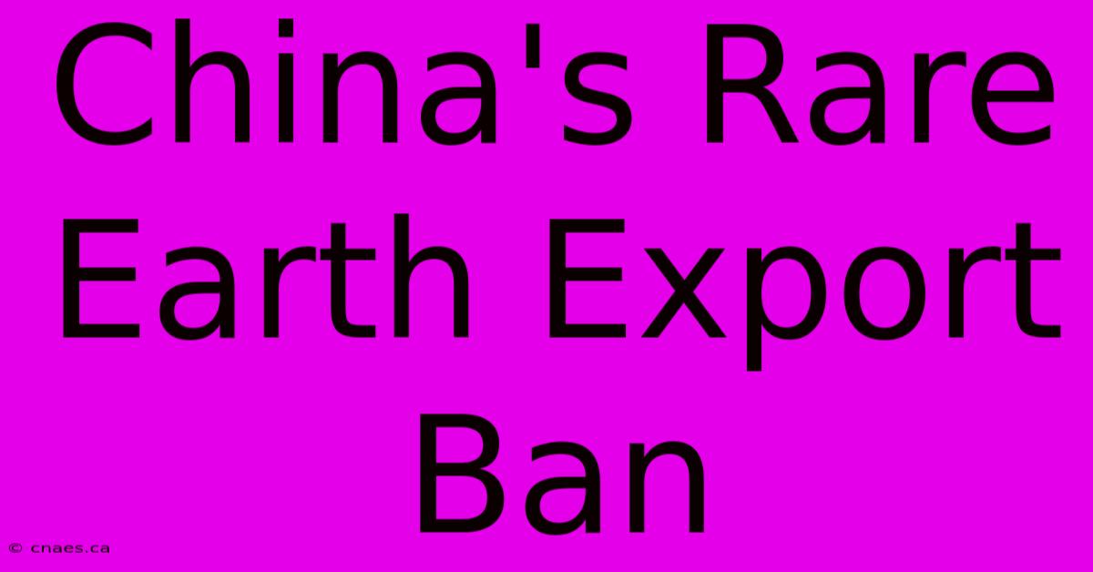 China's Rare Earth Export Ban