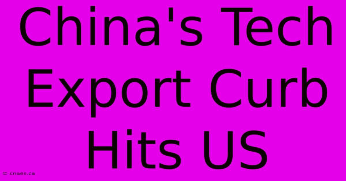 China's Tech Export Curb Hits US