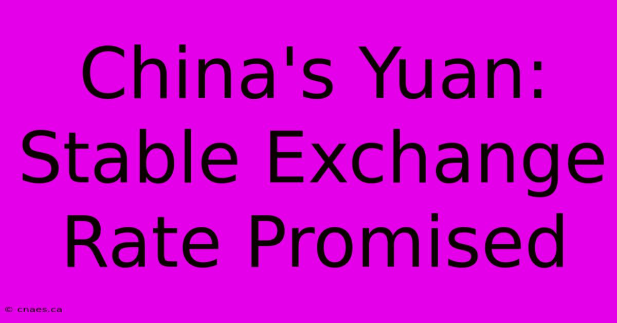 China's Yuan: Stable Exchange Rate Promised