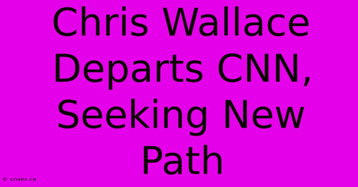 Chris Wallace Departs CNN, Seeking New Path 