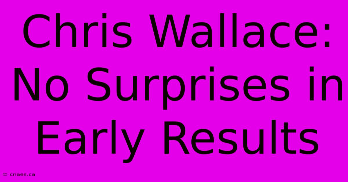 Chris Wallace: No Surprises In Early Results