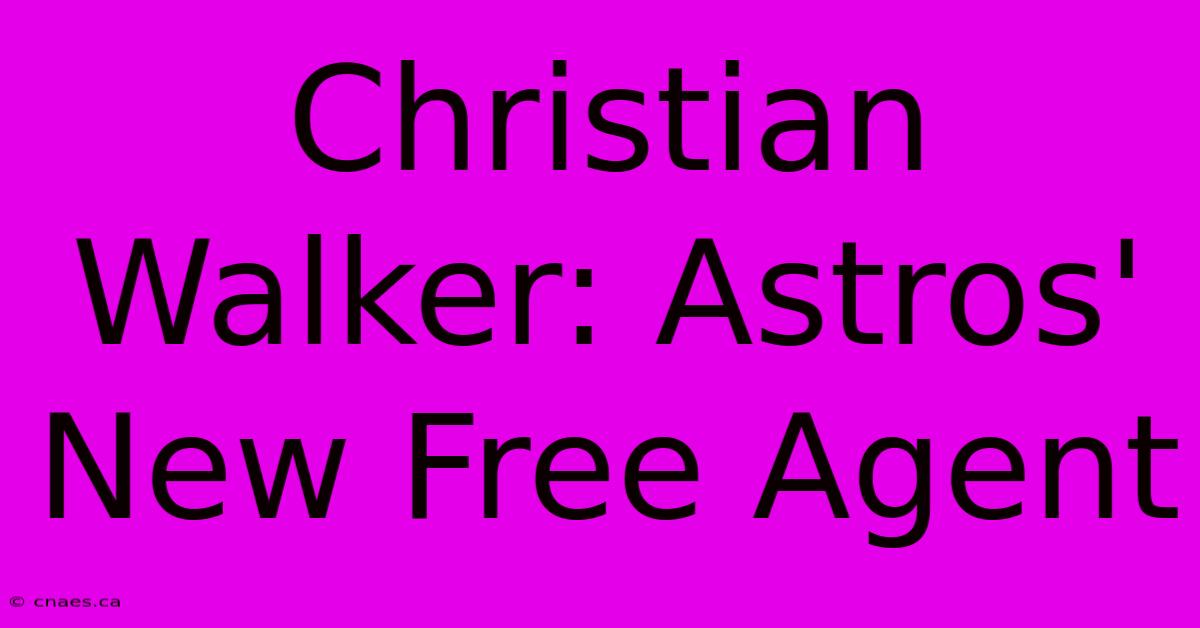 Christian Walker: Astros' New Free Agent