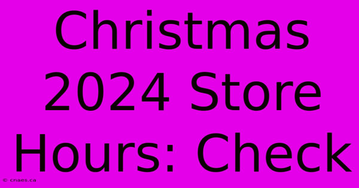 Christmas 2024 Store Hours: Check