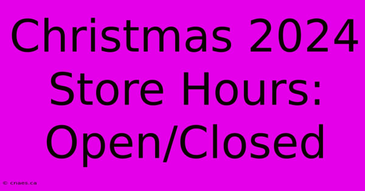 Christmas 2024 Store Hours: Open/Closed