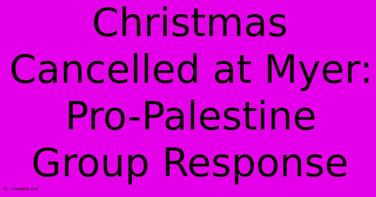 Christmas Cancelled At Myer: Pro-Palestine Group Response