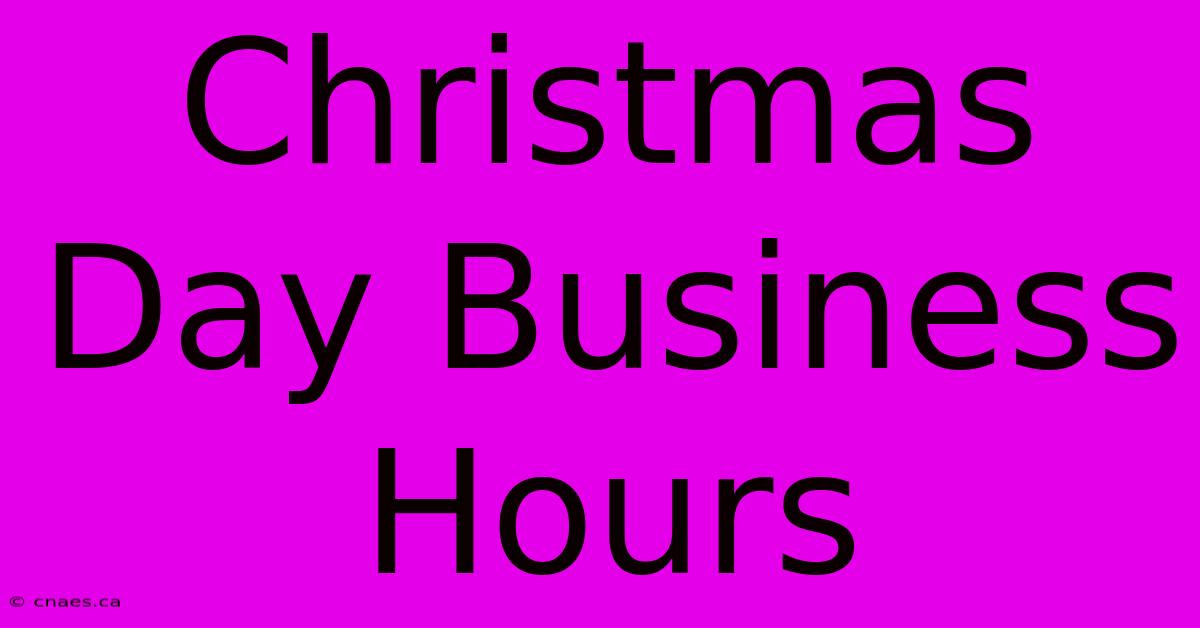 Christmas Day Business Hours