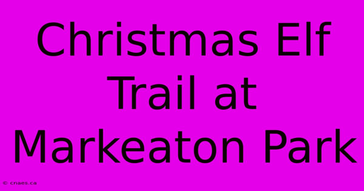 Christmas Elf Trail At Markeaton Park