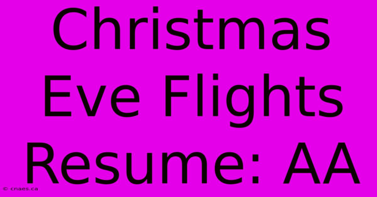 Christmas Eve Flights Resume: AA