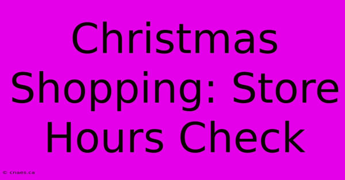 Christmas Shopping: Store Hours Check