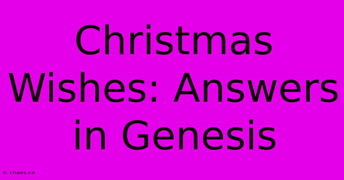 Christmas Wishes: Answers In Genesis