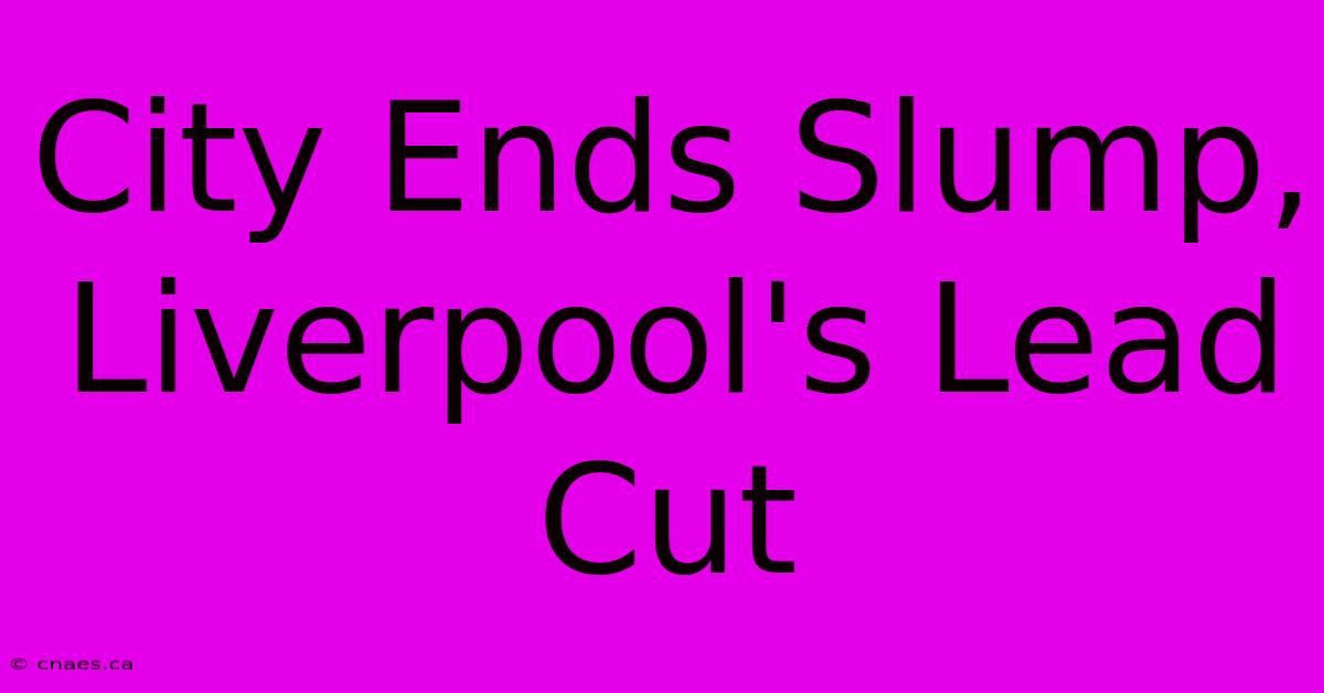 City Ends Slump, Liverpool's Lead Cut