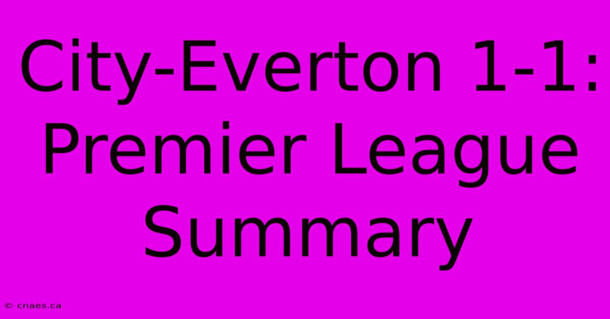 City-Everton 1-1: Premier League Summary