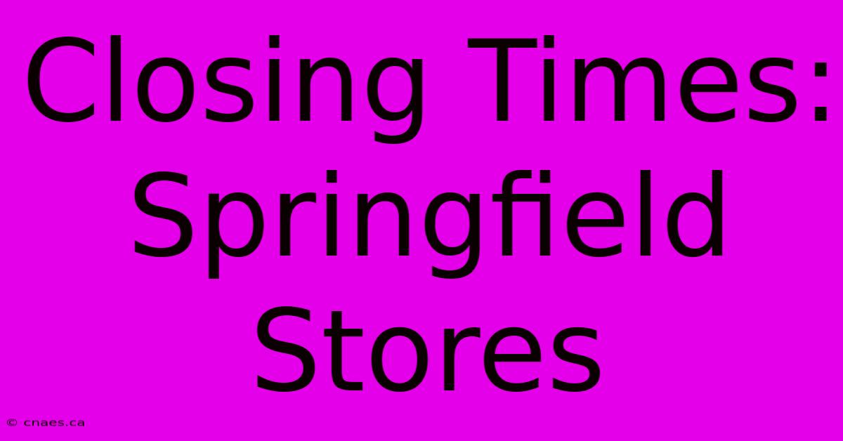 Closing Times: Springfield Stores