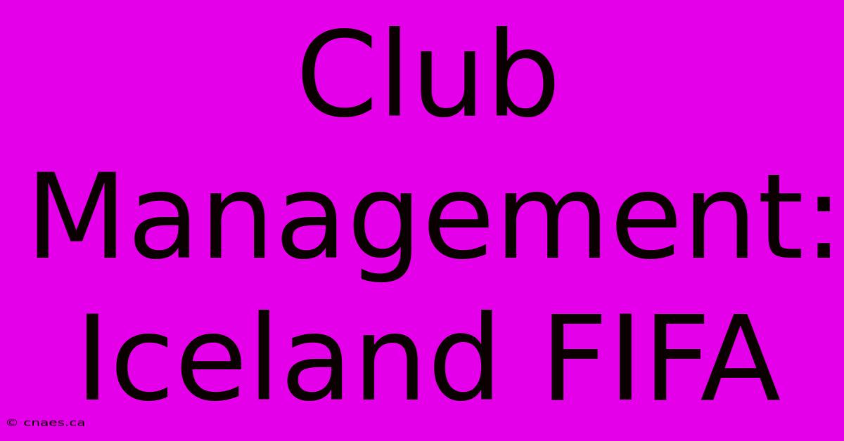 Club Management: Iceland FIFA