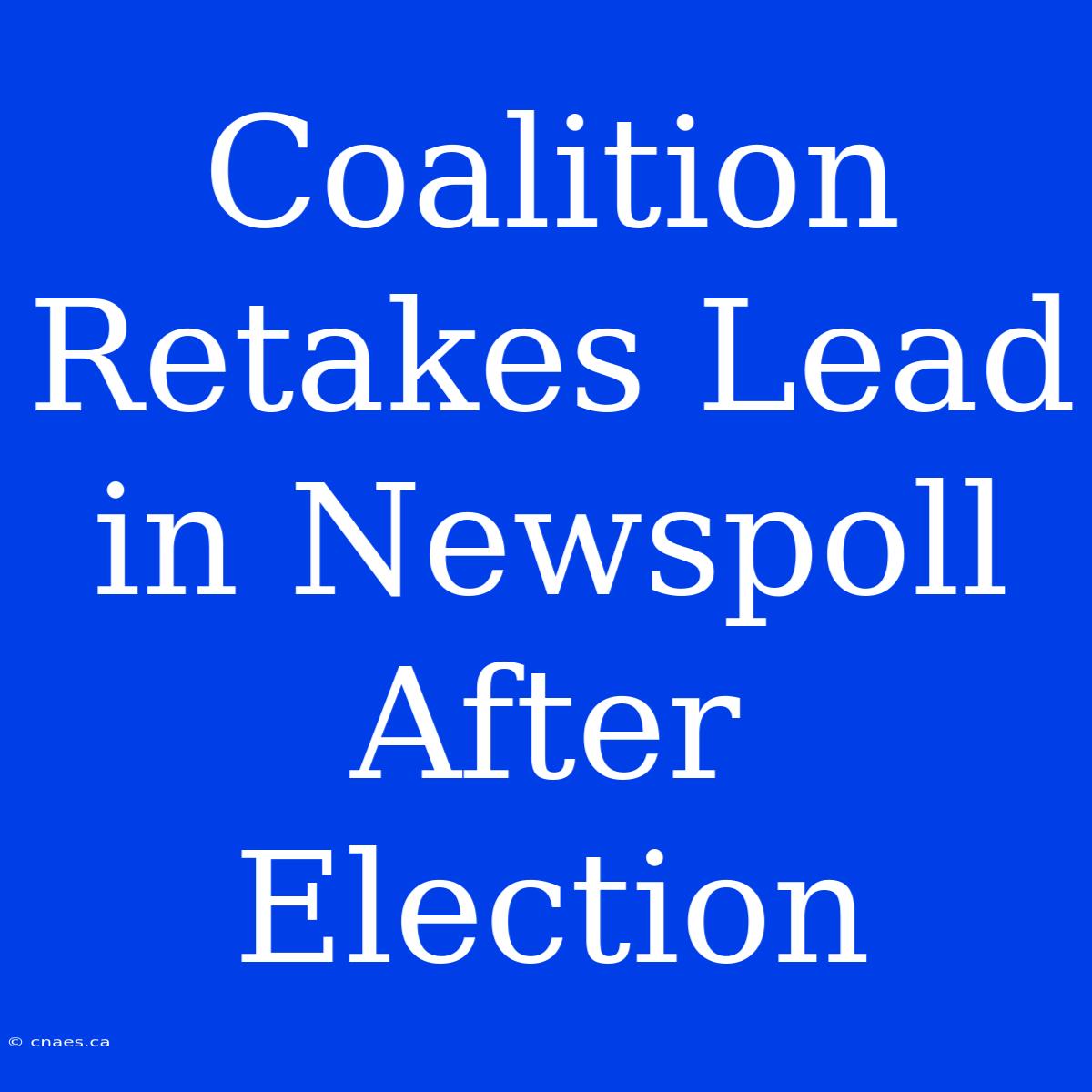 Coalition Retakes Lead In Newspoll After Election