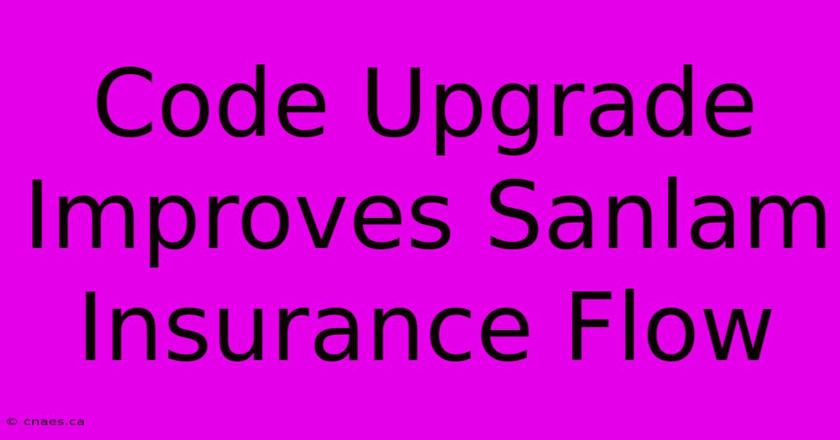 Code Upgrade Improves Sanlam Insurance Flow