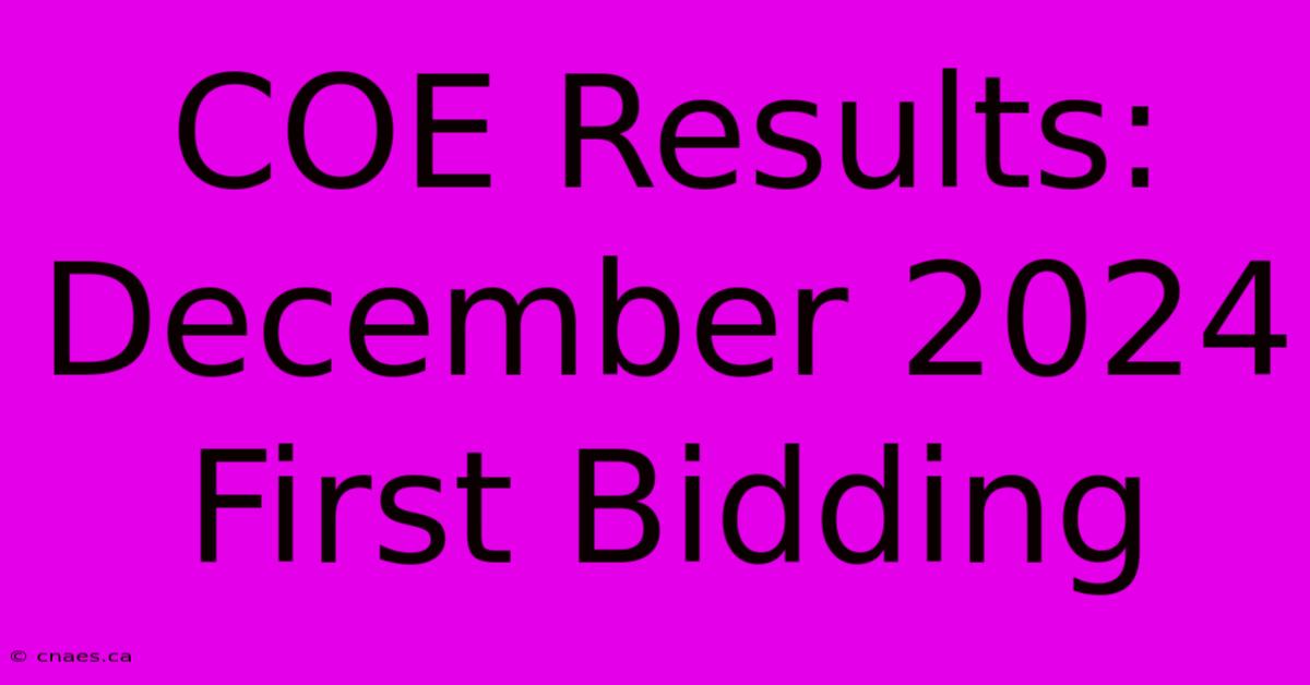 COE Results: December 2024 First Bidding