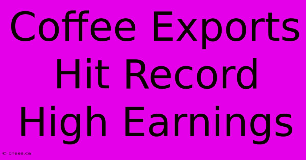 Coffee Exports Hit Record High Earnings