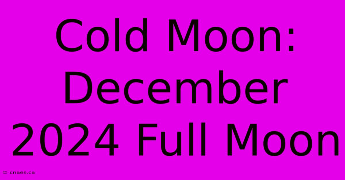 Cold Moon: December 2024 Full Moon