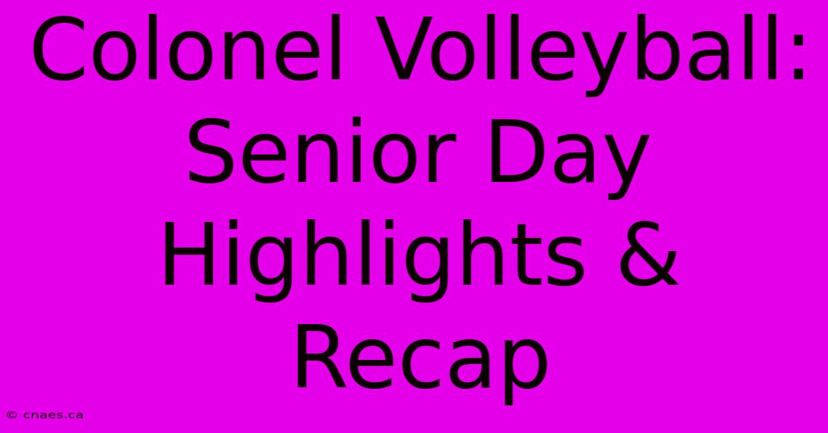 Colonel Volleyball: Senior Day Highlights & Recap 