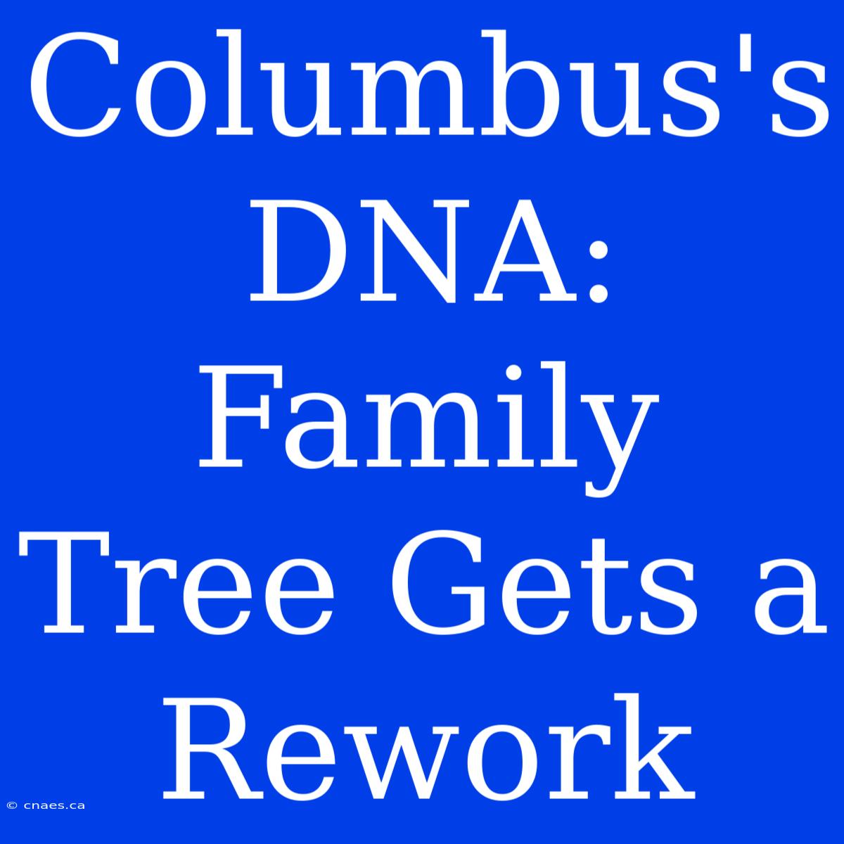 Columbus's DNA: Family Tree Gets A Rework