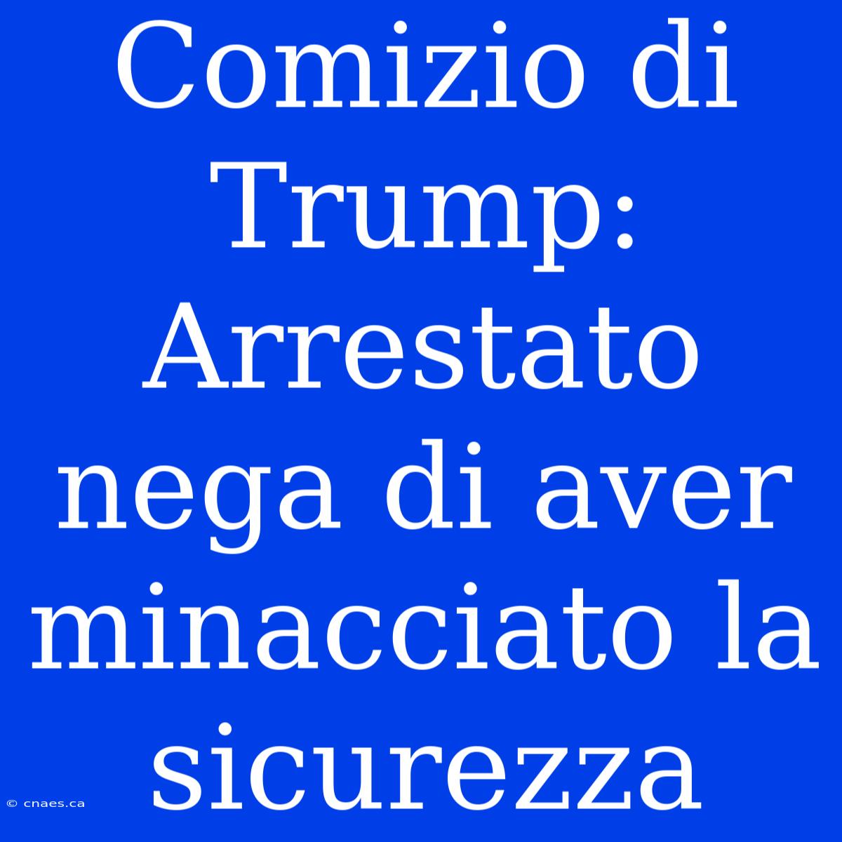 Comizio Di Trump: Arrestato Nega Di Aver Minacciato La Sicurezza