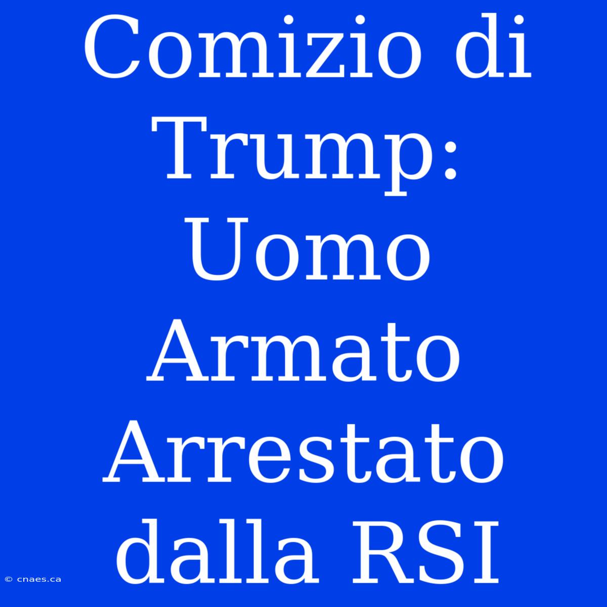 Comizio Di Trump: Uomo Armato Arrestato Dalla RSI