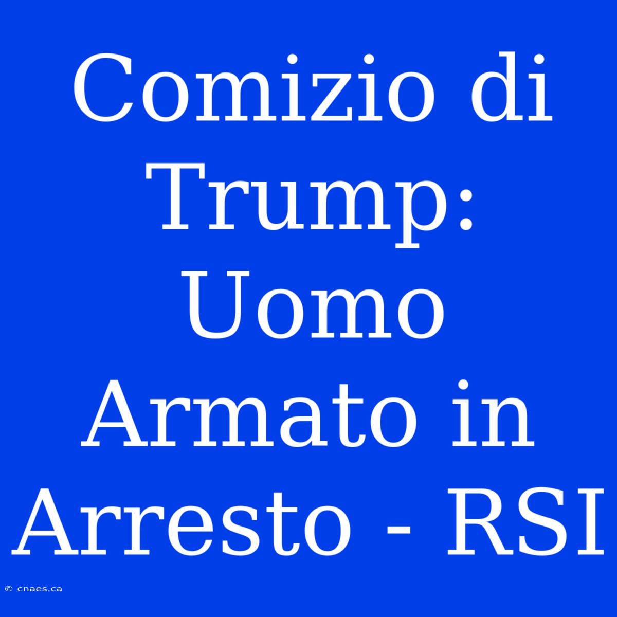 Comizio Di Trump: Uomo Armato In Arresto - RSI