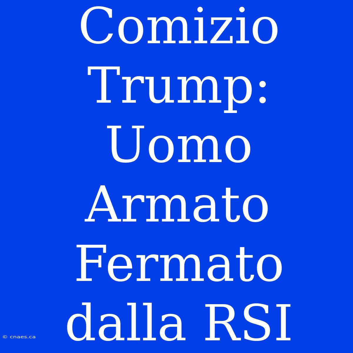 Comizio Trump: Uomo Armato Fermato Dalla RSI