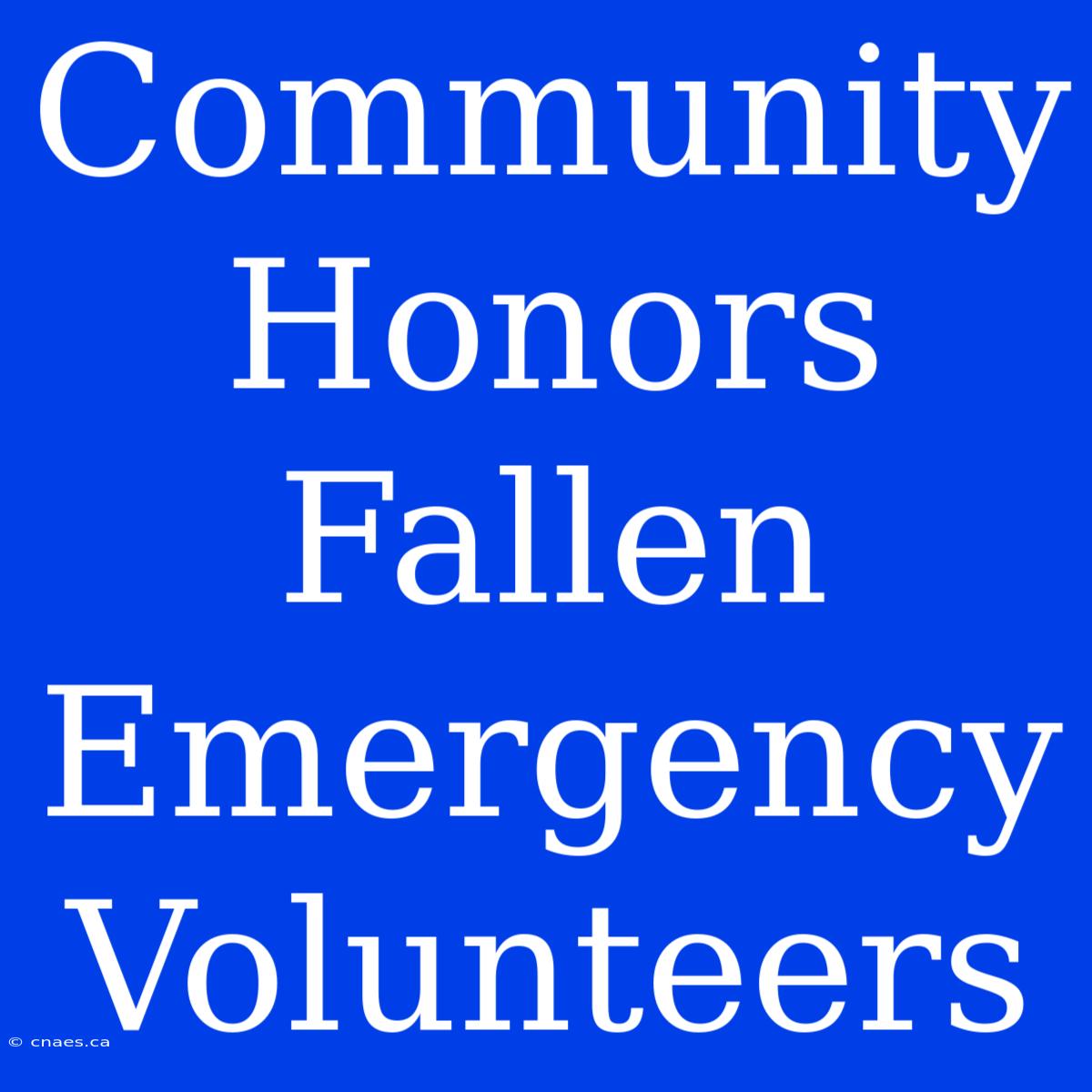 Community Honors Fallen Emergency Volunteers