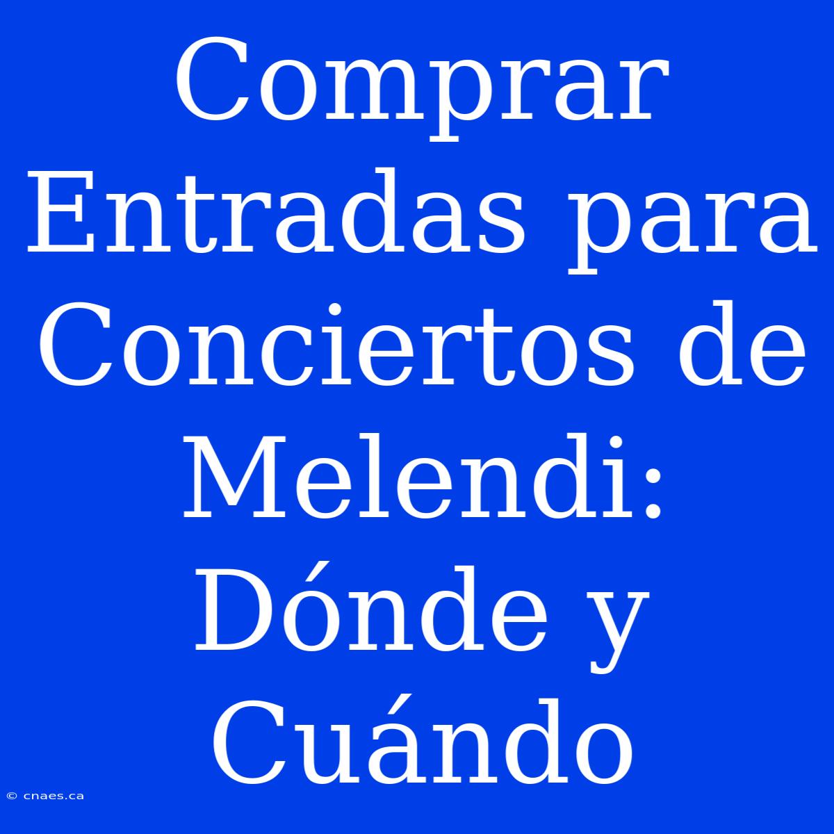 Comprar Entradas Para Conciertos De Melendi: Dónde Y Cuándo