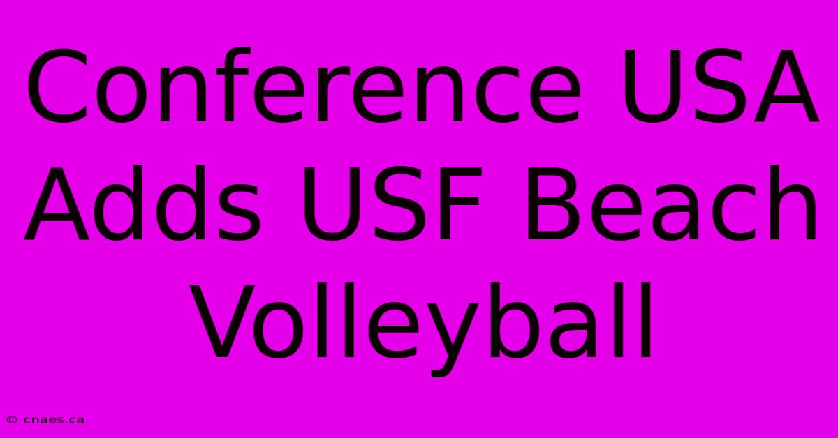 Conference USA Adds USF Beach Volleyball 