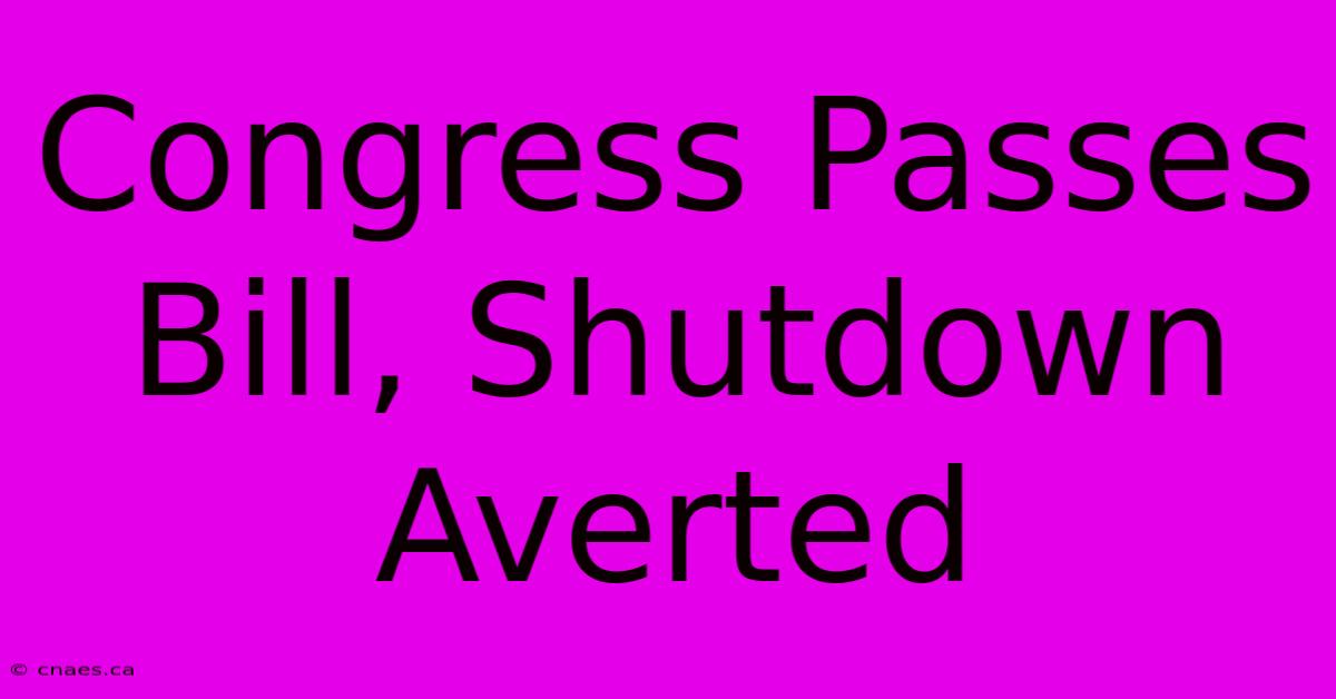 Congress Passes Bill, Shutdown Averted