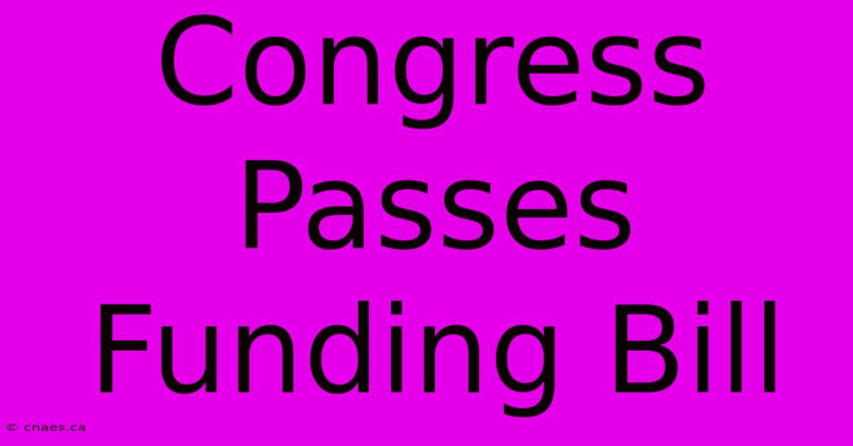 Congress Passes Funding Bill