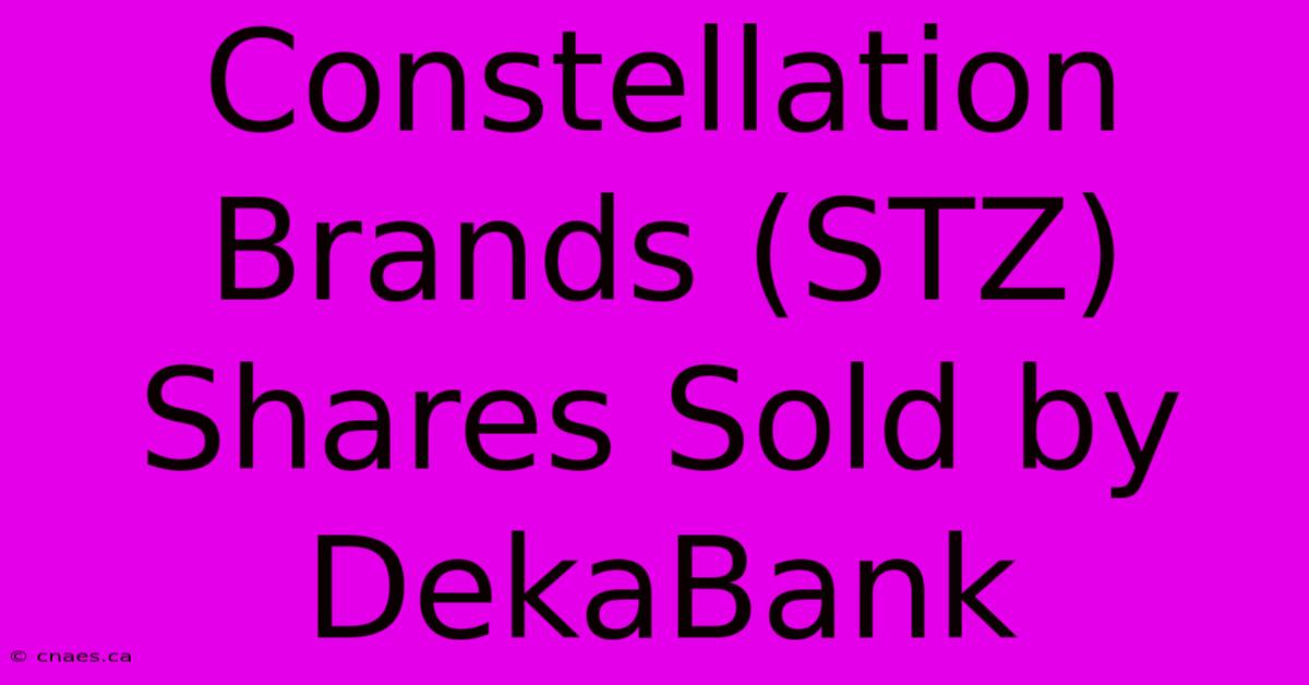 Constellation Brands (STZ) Shares Sold By DekaBank